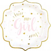 Babyshower bordjes It 's a Girl roze wit goud - bord - babyshower - genderreveal - girl