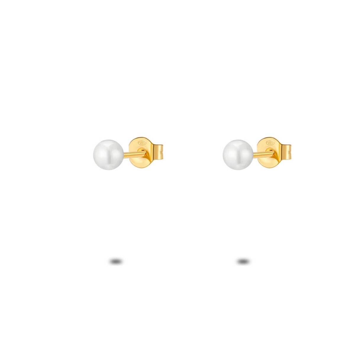 Twice As Nice Oorbellen in 18kt verguld zilver, parel 4 mm