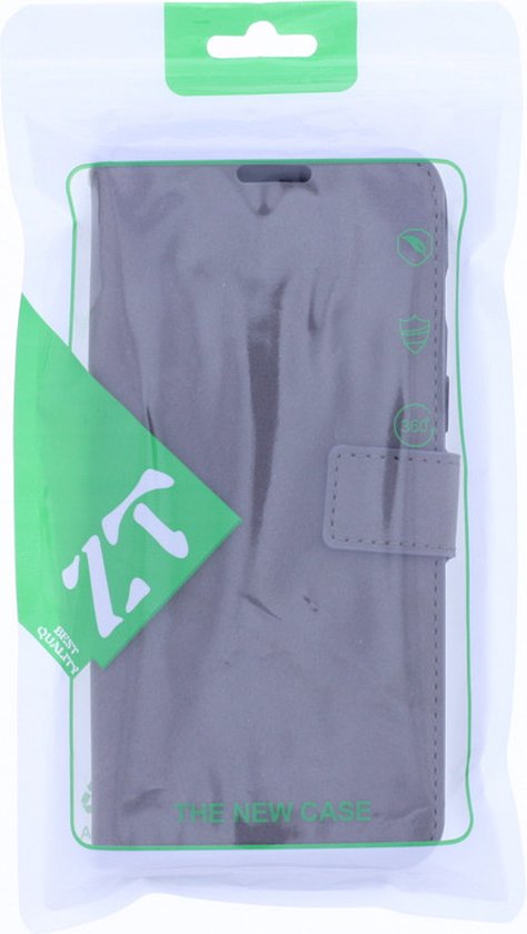 Bookcase Geschikt voor: Motorola Moto G22 - Grijs - portemonnee hoesje met 2 stuk Glas Screen protector