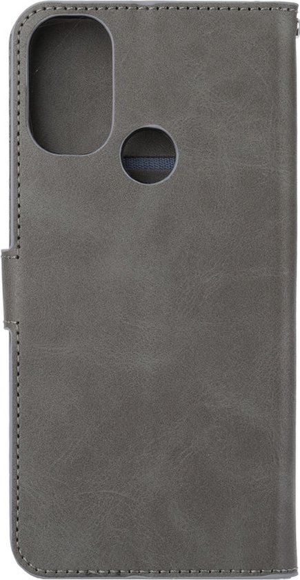 Bookcase Geschikt voor: Motorola Moto G22 - Grijs - portemonnee hoesje met 2 stuk Glas Screen protector