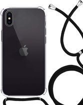 Hoesje Geschikt voor iPhone Xs Max Hoesje Shockproof Case Siliconen Hoes Met Koord - Transparant.