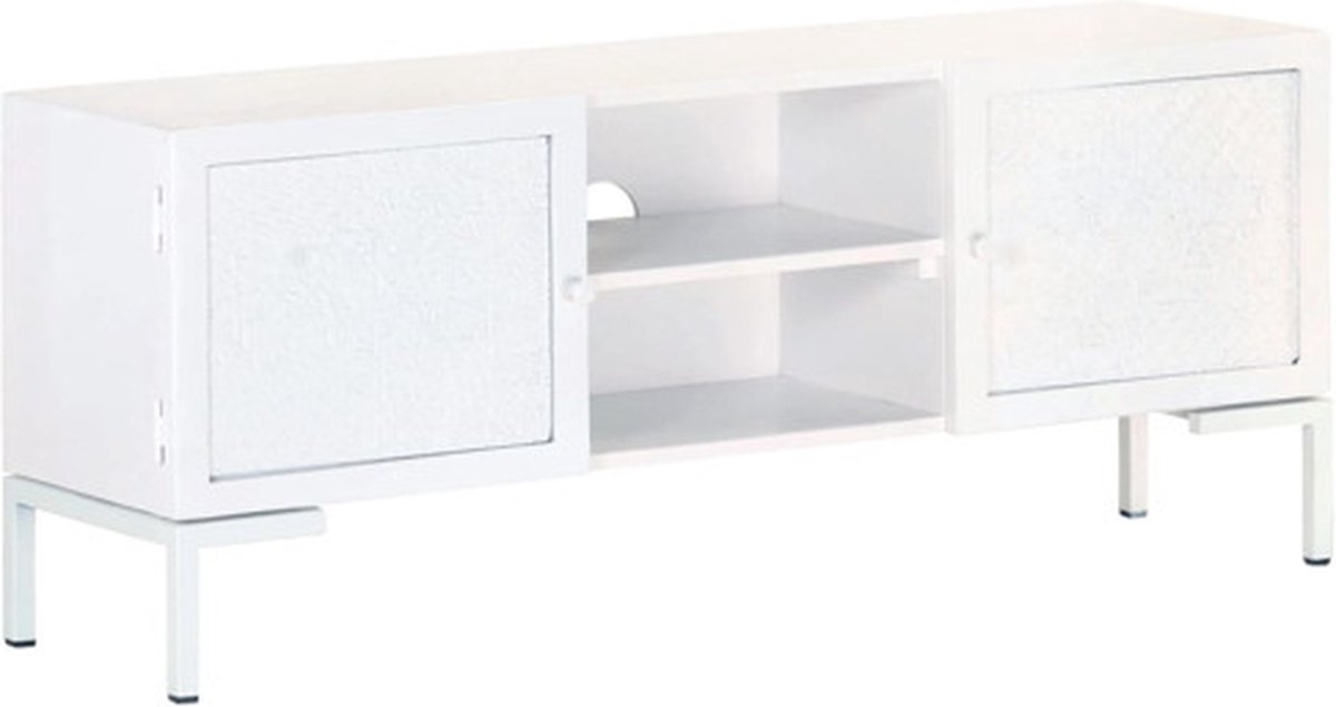 vidaXL Tv-meubel - 115x30x46 - cm - massief - mangohout - wit