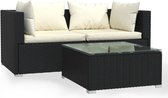 vidaXL - 3-delige - Loungeset - met - kussens - poly - rattan - zwart