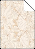 Echantillon ESTAhome papier peint feuilles dessinées beige sable et terre cuite clair - 139497 - 26,5 x 21 cm
