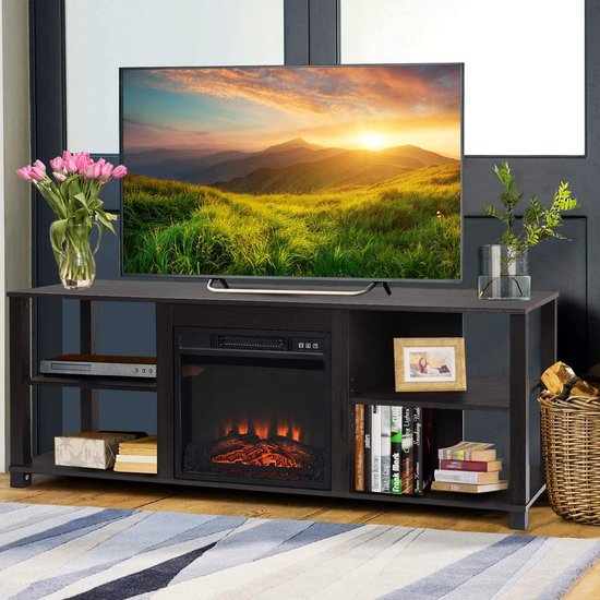 HOMCOM Meuble TV avec cheminée électrique pour téléviseurs jusqu'à