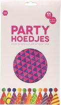 Party hoedjes 11 stuks - Inclusief Elastiek en Pompoms - 11x Feesthoedjes - Papieren Feest Hoedjes - Feesthoed - Jarig - Partyhat - Verjaardagskroon - Feestmuts - Kinderen - Kinderverjaardag - Party