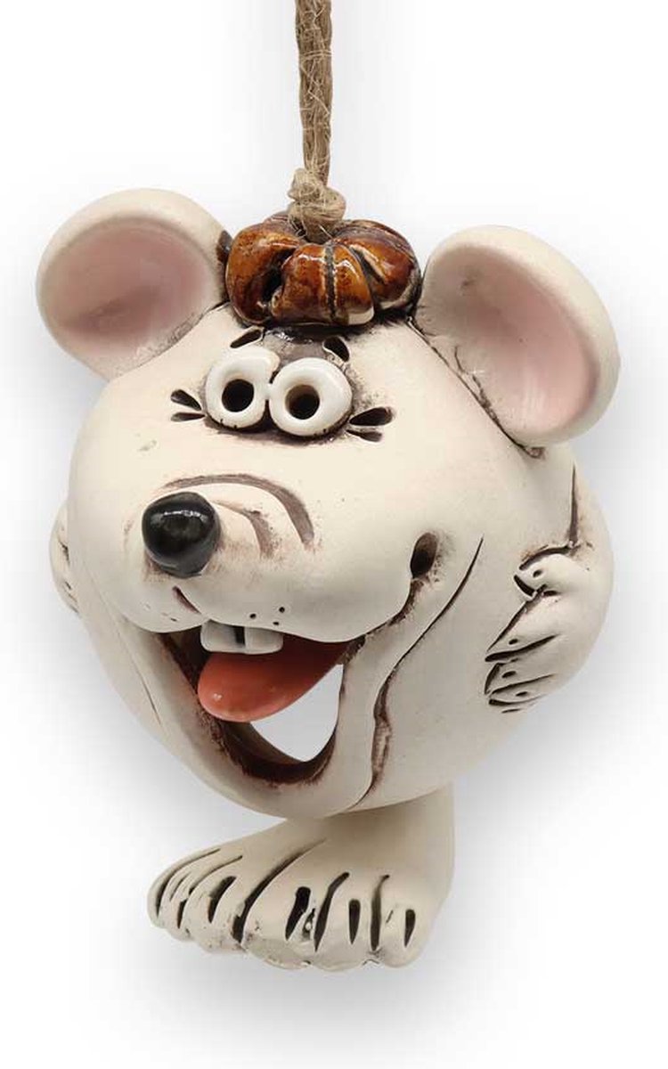 MadDeco - tuindecoratie - boomhanger - windgong - muis - handgemaakt product uit Oekraïne - keramiek