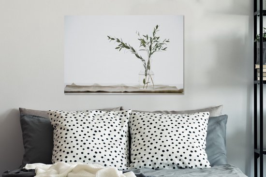 Branches d'eucalyptus dans un vase en verre toile 90x60 cm - Tirage photo sur toile (Décoration murale salon / chambre) / Peintures Fleurs sur toile