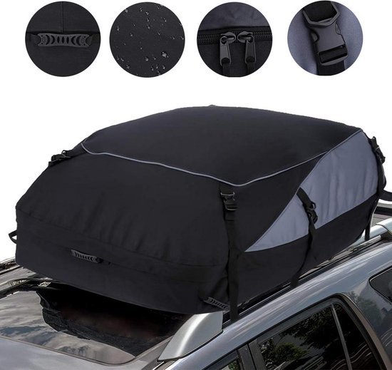 GADLANE Autodaktas 425L, waterdichte dakkoffer voor auto's met/zonder dakdrager, antislipmat, 4 stevige riemen, combinatieslot, opbergtas (Zwart GADLANE Autodaktas 425L, waterdichte dakkoffer voor auto's met/zonder dakdrager, antislipmat, 4 stevige riemen, combinatieslot, opbergtas (Zwart