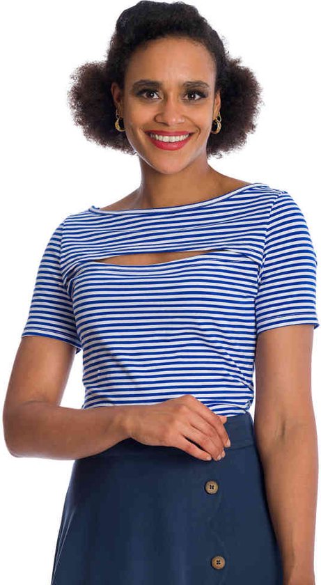 Banned - SWEET STRIPES Top - L - Blauw