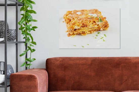 Lasagne sur toile fond blanc 2cm 90x60 cm - Tirage photo sur toile (Décoration murale salon / chambre)