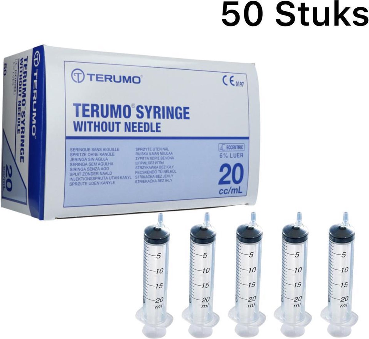 Goedkoopste Terumo - Spuit Zonder Naald - Doseerspuit - Maat aanduiding - Spuiten - Injectie Spuit - 20 ml - 50 Stuks - Mega Voordeelverpakking