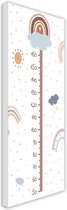 Trend24 - Groeimeter kinderkamer - Canvas Schilderij - Hoofd In De Wolken - Meetlat kind - Babykamer accessoires - Kinderkamer accessoires - 60x150x2 cm - Roze