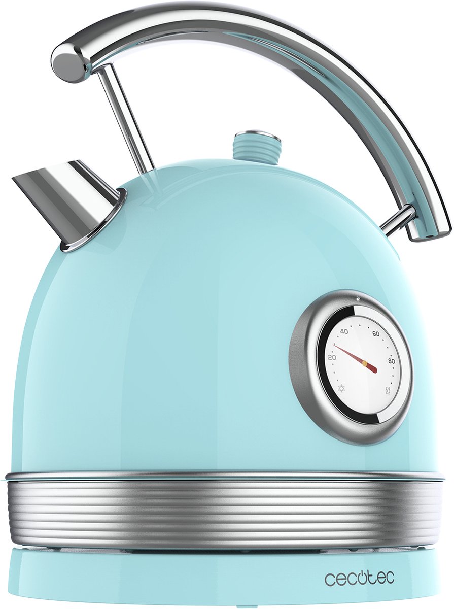 Cecotec Retro Waterkoker - ThermoSense - 1,8 Liter - Temperatuurmeter - 2200 Watt - Blauw