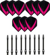 3 sets (9 stuks) Super Sterke – Roze - Vista-X – dart flights – inclusief 3 sets (9 stuks) - medium - Aluminium - zwart - dart shafts