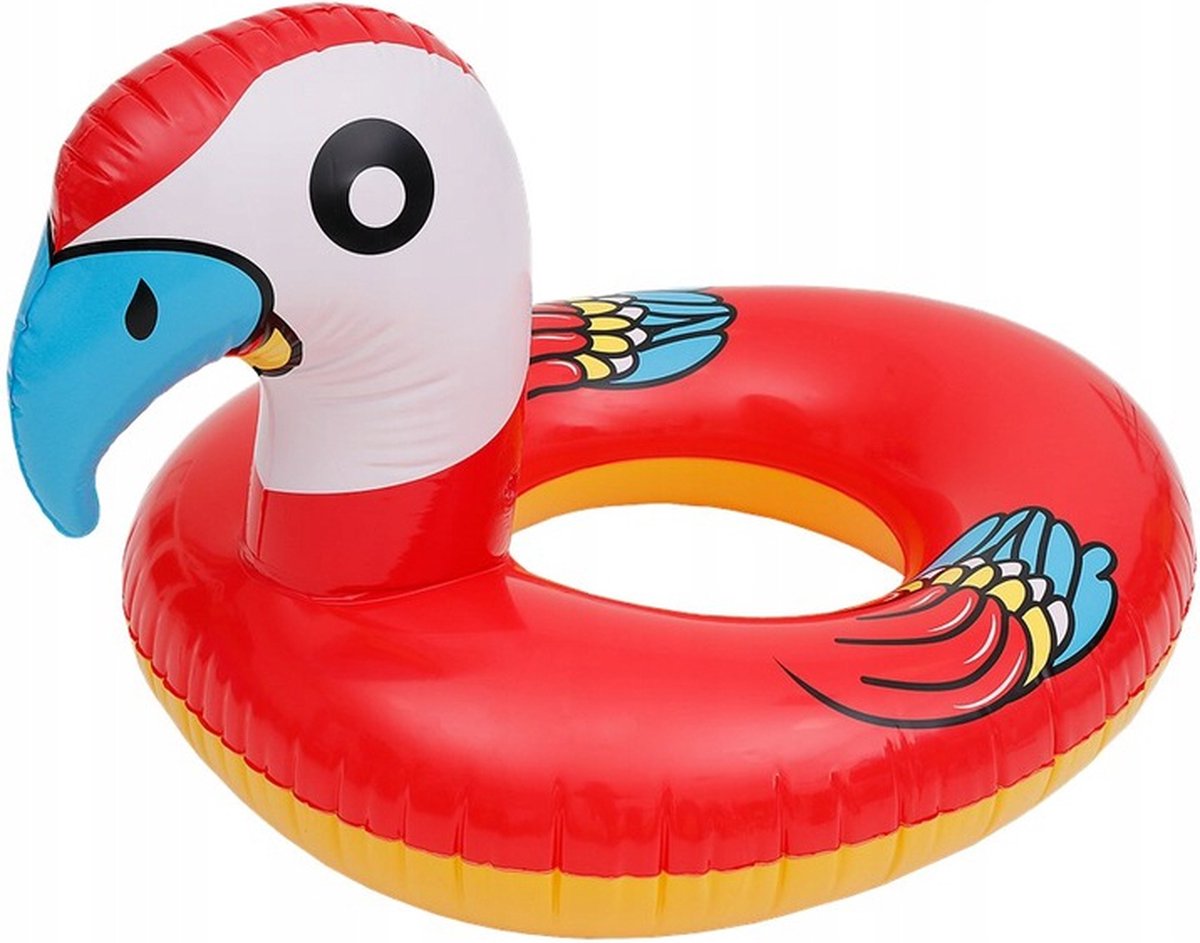 Opblaasbare Papagaai Rood Zwem Band + Opblaasbare Bekerhouder