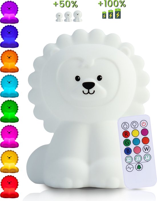 Kadoing® Extra Grote Pinguïn Nachtlamp - Met Tikfunctie, Afstandsbediening & Oplaadbaar - 8 Kleuren - Perfecte Babylamp & Kindernachtlamp