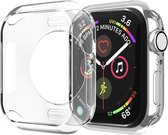 By Qubix Siliconen case 44mm - Transparant - Geschikt voor Apple Watch 44mm hoesje - screenprotector - Bescherming iWatch - Bescherm hoesje