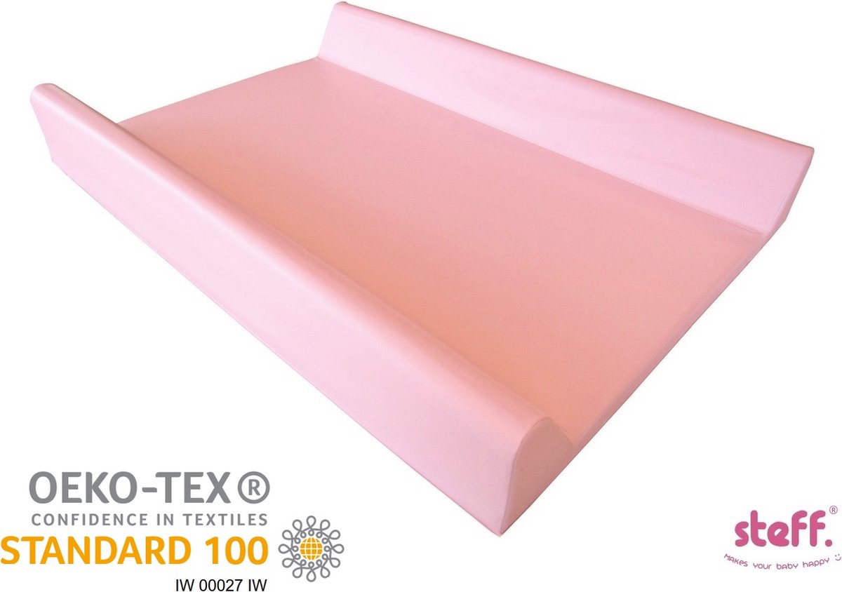 steff - aankleedkussen - met opstaande randen 70x50 cm - roze orchidee - kwaliteitslabel OEKO-TEX standard 100