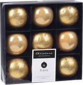 9x Kerstboomversiering luxe kunststof kerstballen goud 6 cm - Kerstversiering/kerstdecoratie goud