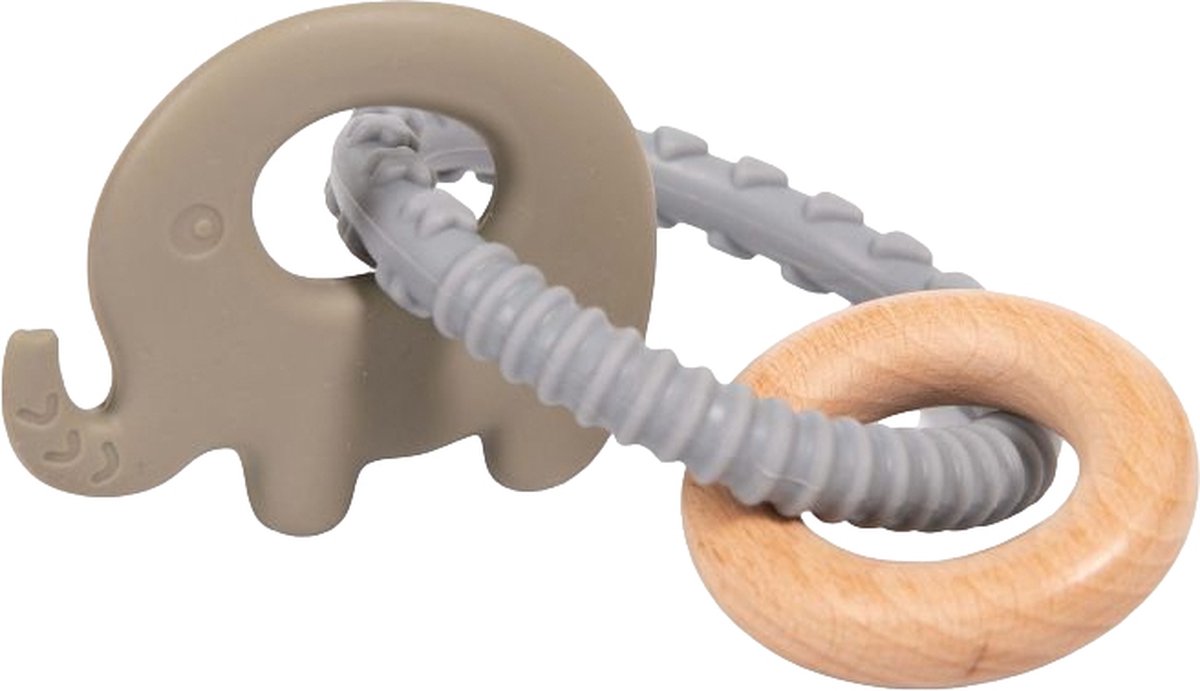 Bo Jungle B- Rattle Rings Olifant | Blauw