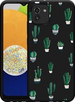 Samsung Galaxy A03 Hoesje Zwart Cactus - Designed by Cazy