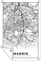 Tuinposters buiten Madrid - Zwart Wit - Stadskaart - Plattegrond - Kaart - 60x90 cm - Tuindoek