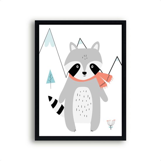 Poster Wasbeer in de bergen / Bos / 80x60cm