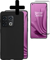 Hoesje Geschikt voor OnePlus 10 Pro Hoesje Siliconen Case Met Screenprotector - Hoes Geschikt voor OnePlus 10 Pro Hoes Siliconen - Zwart.