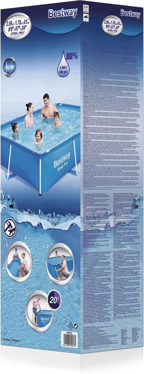 Bestway zwembad rechthoekig met stalen frame 259 x 170 x 61 cm 56403