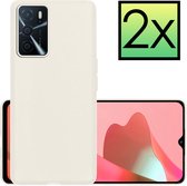 Hoes Geschikt voor OPPO A16 Hoesje Cover Siliconen Back Case Hoes - Wit - 2x