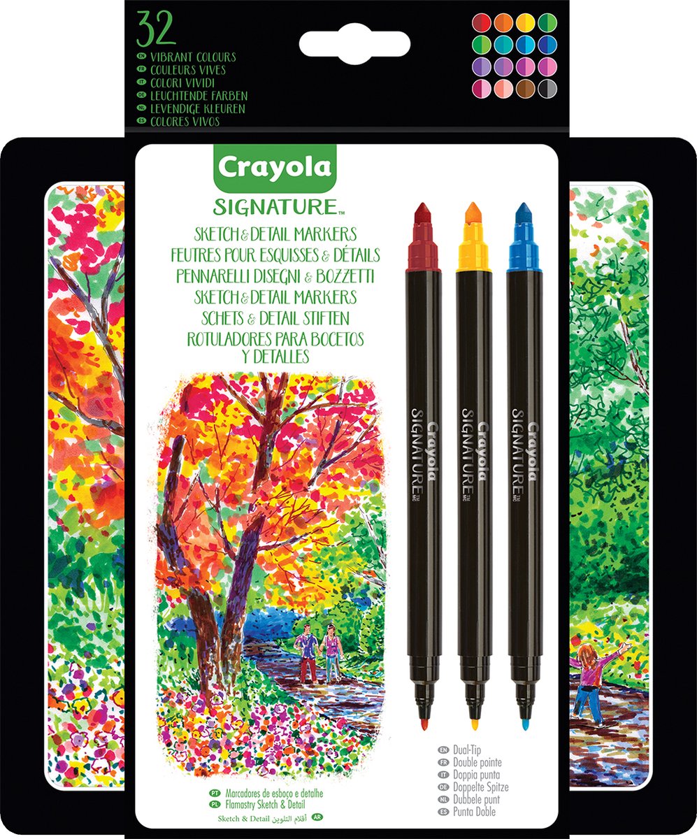 Crayola Signature - Signature Set 16 Viltstiften Dubbele Punt (SuperTips en Fijne Punt)