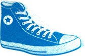 Gymp Sneaker Schoen Flock Applicatie L - 15 x 9.5 cm / Turquoise Glitter