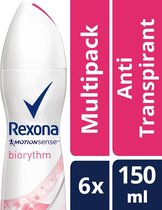 Rexona ultra dry biorythm Woman - 150 ml - deodorant spray - 6 st - Voordeelverpakking