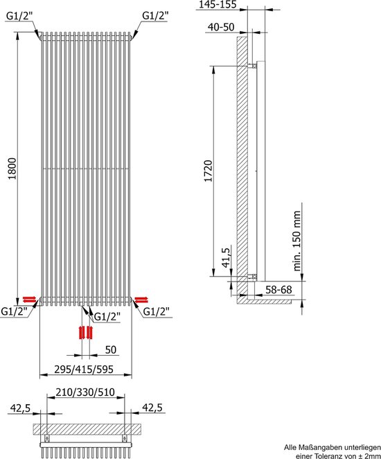 Schulte lamellen radiator LONDON designradiator met veel vermogen, 30 x