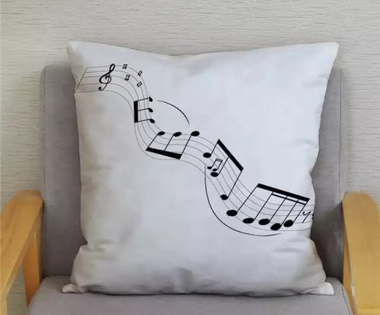 Kussenhoes muziek - muzieknoten - muzieknoot - cadeautje - Sierkussen - 45x45 cm