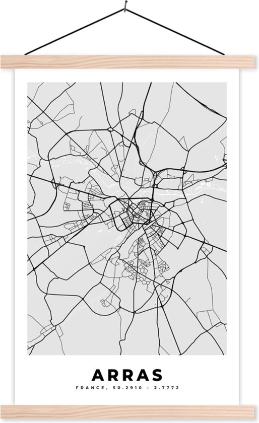 Porte-affiche avec affiche - Affiche scolaire - Plan de la ville - France - Carte - Arras - Carte - 60x90 cm - Lattes vierges