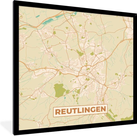 Fotolijst Incl Poster Plattegrond Reutlingen Vintage Stadskaart Kaart Bol Com