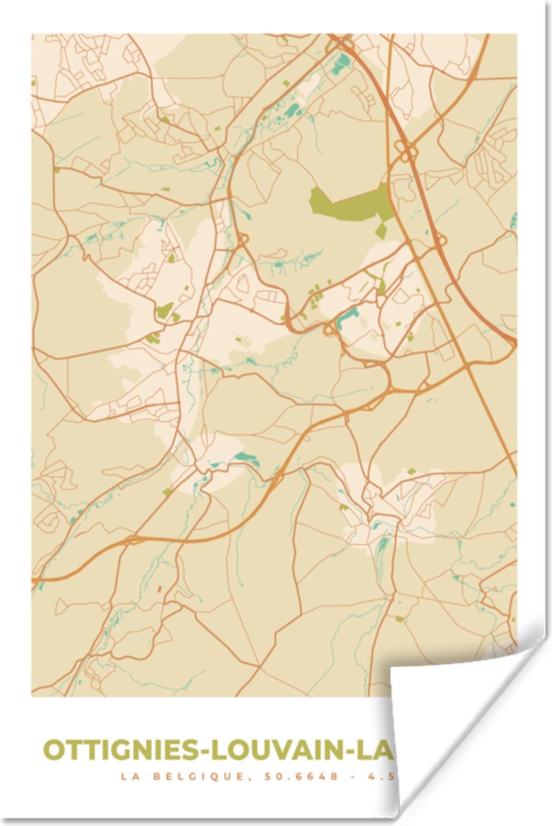 Cadre photo avec Poster Zwart Wit- België - Ottignies Louvain la Neuve -  Plan de la