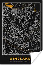 Poster Duitsland – Black and Gold – Dinslaken – Stadskaart – Kaart – Plattegrond - 60x90 cm