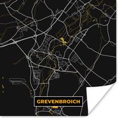 Affiche Black and Gold et Or – Plan de la ville – Grevenbroich – Allemagne – Plan d'étage – Carte - 75x75 cm