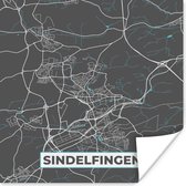 Poster Plattegrond – Sindelfingen – Blauw – Stadskaart – Kaart - Duitsland - 75x75 cm