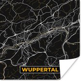 Poster Wuppertal - Goud - Kaart - Stadskaart - Plattegrond - Duitsland - 100x100 cm XXL