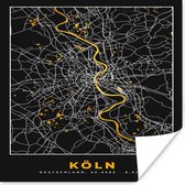 Poster Keulen - Goud - Plattegrond - Stadskaart - Kaart - Duitsland - 50x50 cm