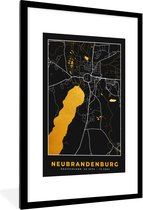 Fotolijst incl. Poster - Goud – Duitsland – Plattegrond – Gold – Stadskaart – Kaart – Neubrandenburg - 60x90 cm - Posterlijst