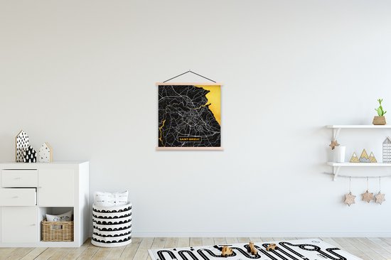 Porte-affiche avec affiche - Affiche scolaire - France - Saint-Brieuc - Plan de ville - Carte - Carte - 40x40 cm - lattes vierges