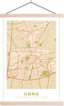 Posterhanger incl. Poster 40x60 cm - Schoolplaat - Unna - Vintage - Kaart - Stadskaart - Plattegrond - Textielposter - Blanke latten - Plattegrond
