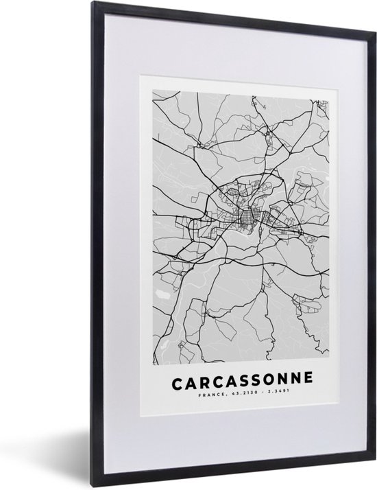 Cadre photo avec affiche - Carte - Carcassonne - Plan de la ville - Carte -  France -... | bol.com