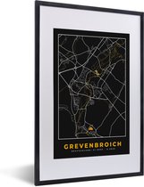 Fotolijst incl. Poster - Stadskaart – Plattegrond – Duitsland – Goud – Grevenbroich – Kaart - 40x60 cm - Posterlijst
