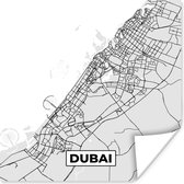Poster Dubai - Stadskaart - Plattegrond - Zwart Wit - Kaart - 50x50 cm